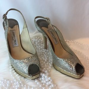 Jimmy Choo ✨ Party Shoe✨ Silver and gold peep toe